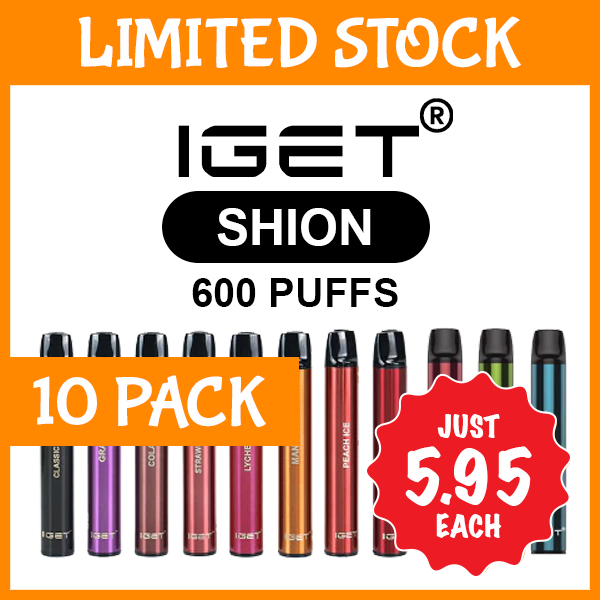 10 PACK – IGET SHION – 600 PUFFS